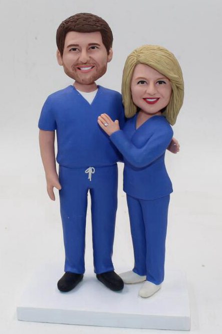 Custom cake topper Doctor and nurse couple