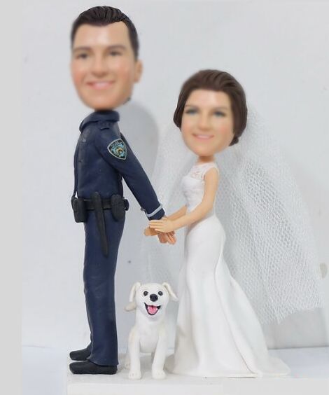 Custom cake topper policeman Bride arresting the groom