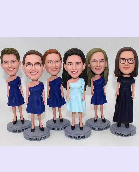 Custom bobbleheads for bride and bridesmaids 1-10 sets