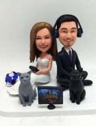 Custom Custom Wedding Cake Topper Sitting and Playing Games Custom Custom Wedding Cake Topper Sitting and Playing Games