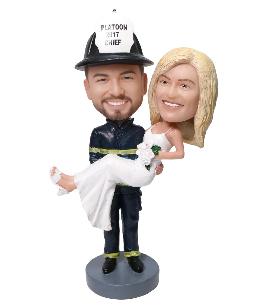 Firefighter Groom Funny Custom Wedding Cake Toppers Figurines