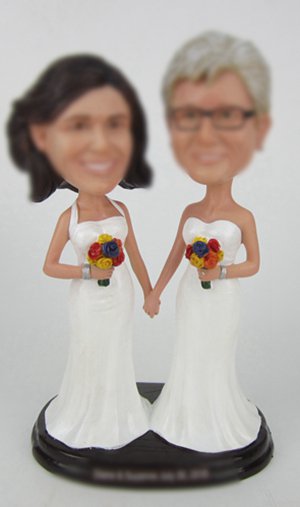 Custom Custom Lesbian same sex wedding cake toppers