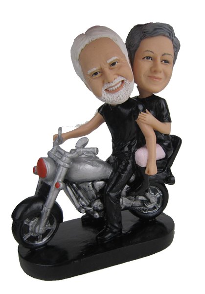 Custom Anniversary Cake Toppers with Harley Davidson