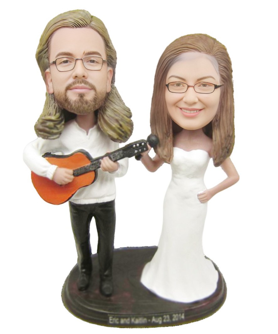 Custom Couple Figurines Couple Playing Guitar Singing Custom Figurines