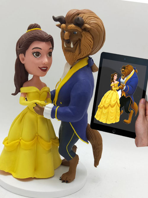 Custom Cake Topper Figurines Beauty and the Beast Themed Wedding