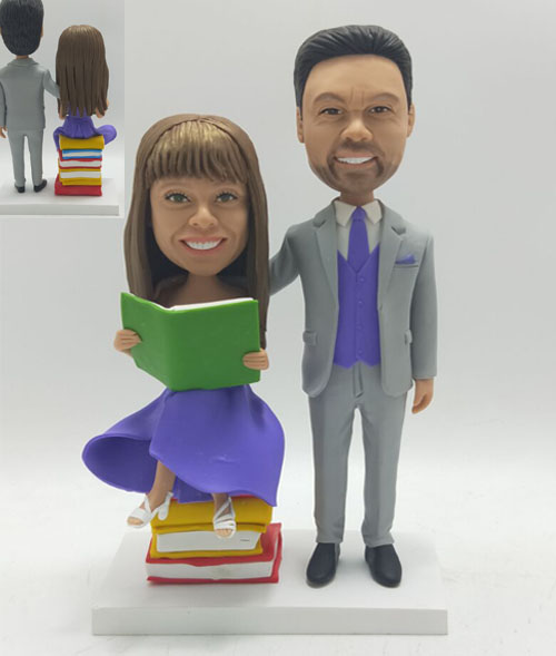 Personalized wedding cake toppers with books