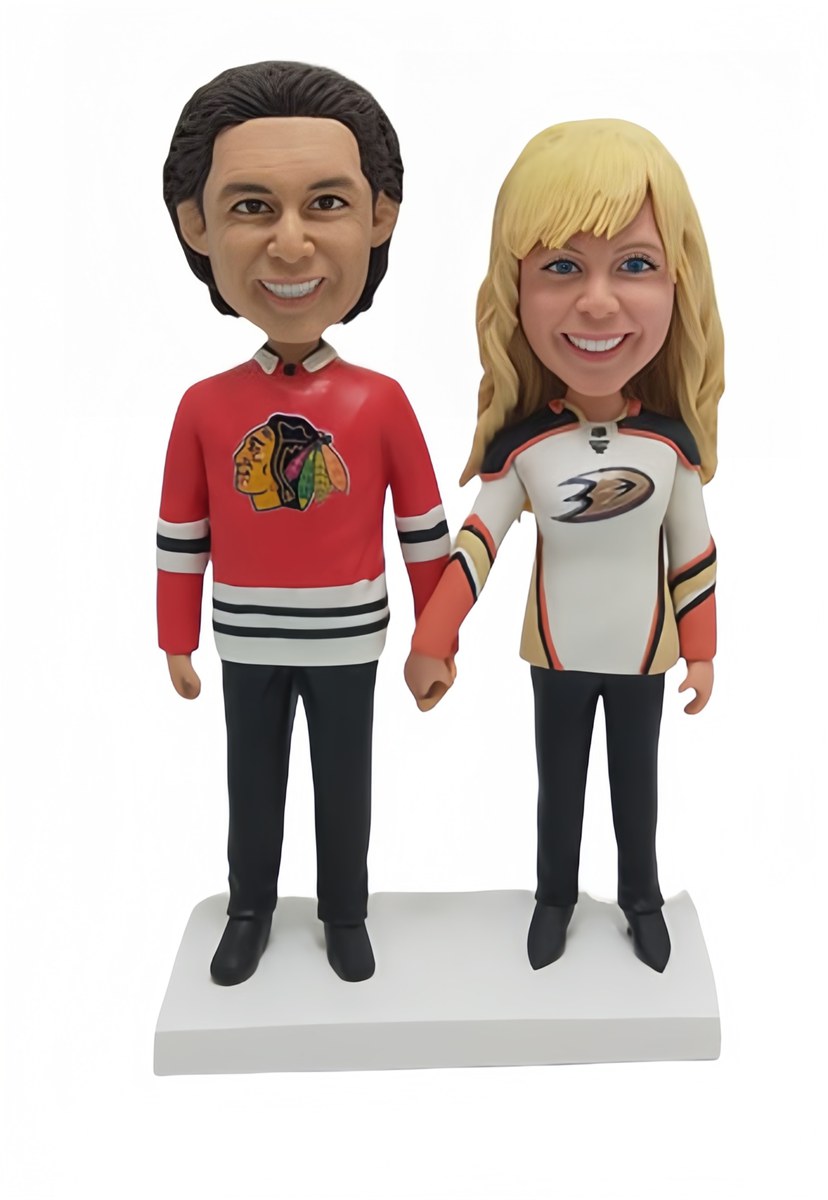 Personalized Wedding Cake Toppers Couple In hockey jersey