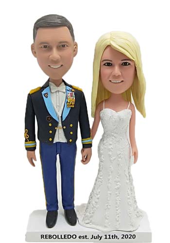 Custom wedding cake topper army navy military uniform