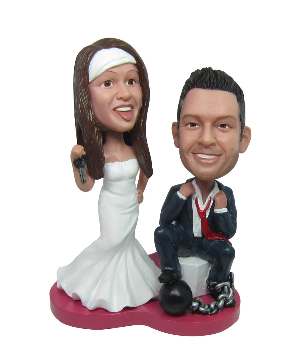 Custom wedding cake toppers Boston Bruins fans from photo