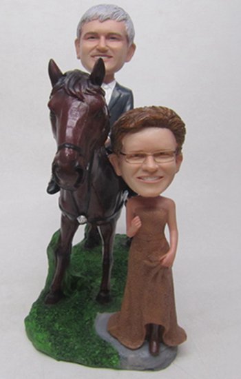 Custom Horse riding couple cake toppers