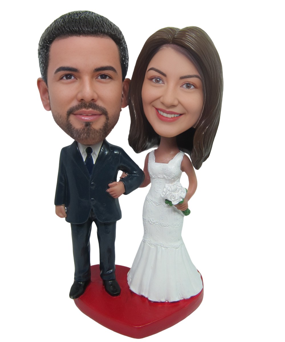 Custom Personalized Wedding Toppers Couple Arm In Arm Wedding Figurines
