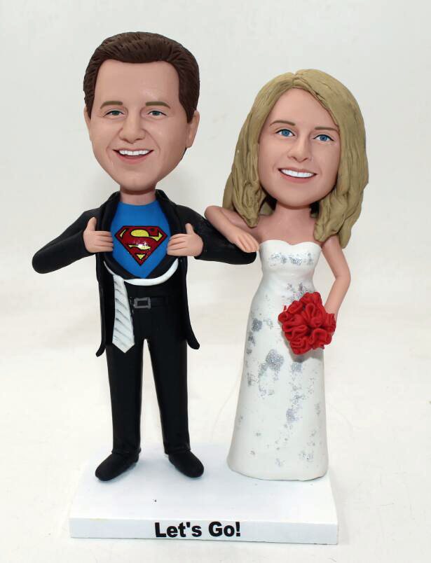 Custom cake topper Superman Groom Superhero Themed wedding