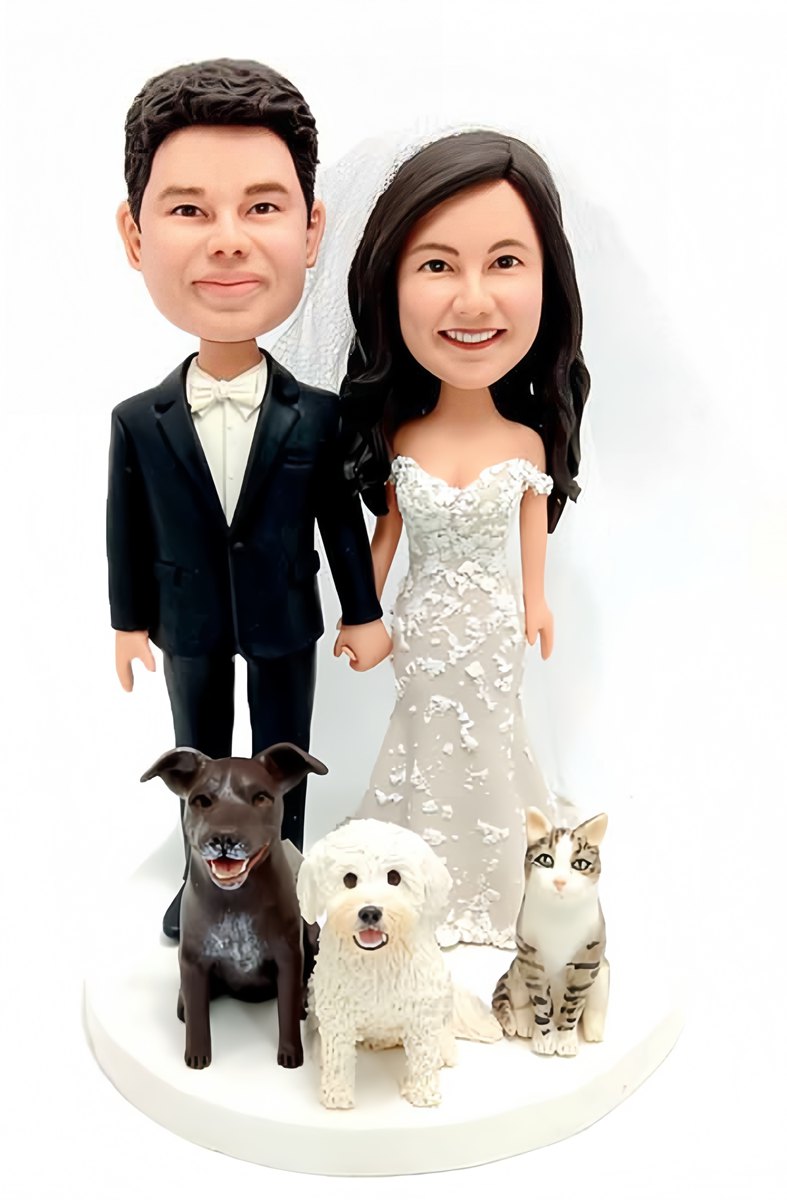 Custom wedding cake toppers sweet couple hand in hand