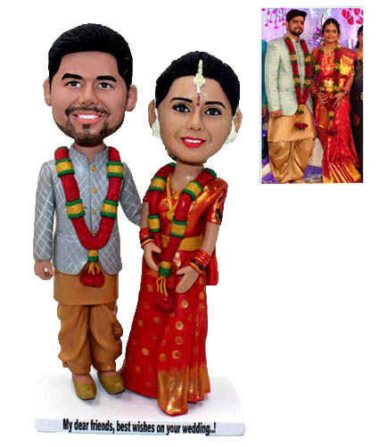 Custom wedding cake topper Indian couple