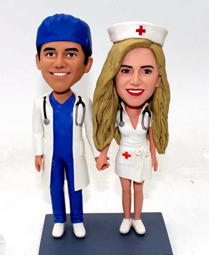 Custom Personalized cake topper doctor groom and nurse bride