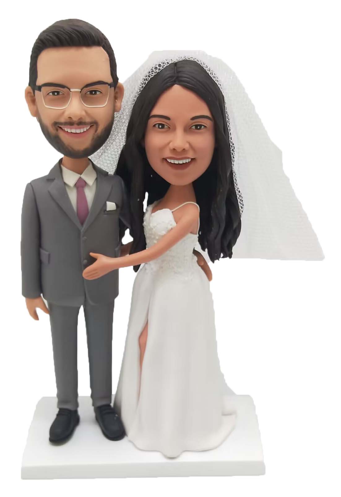 Custom cake topper wedding figurines with veil