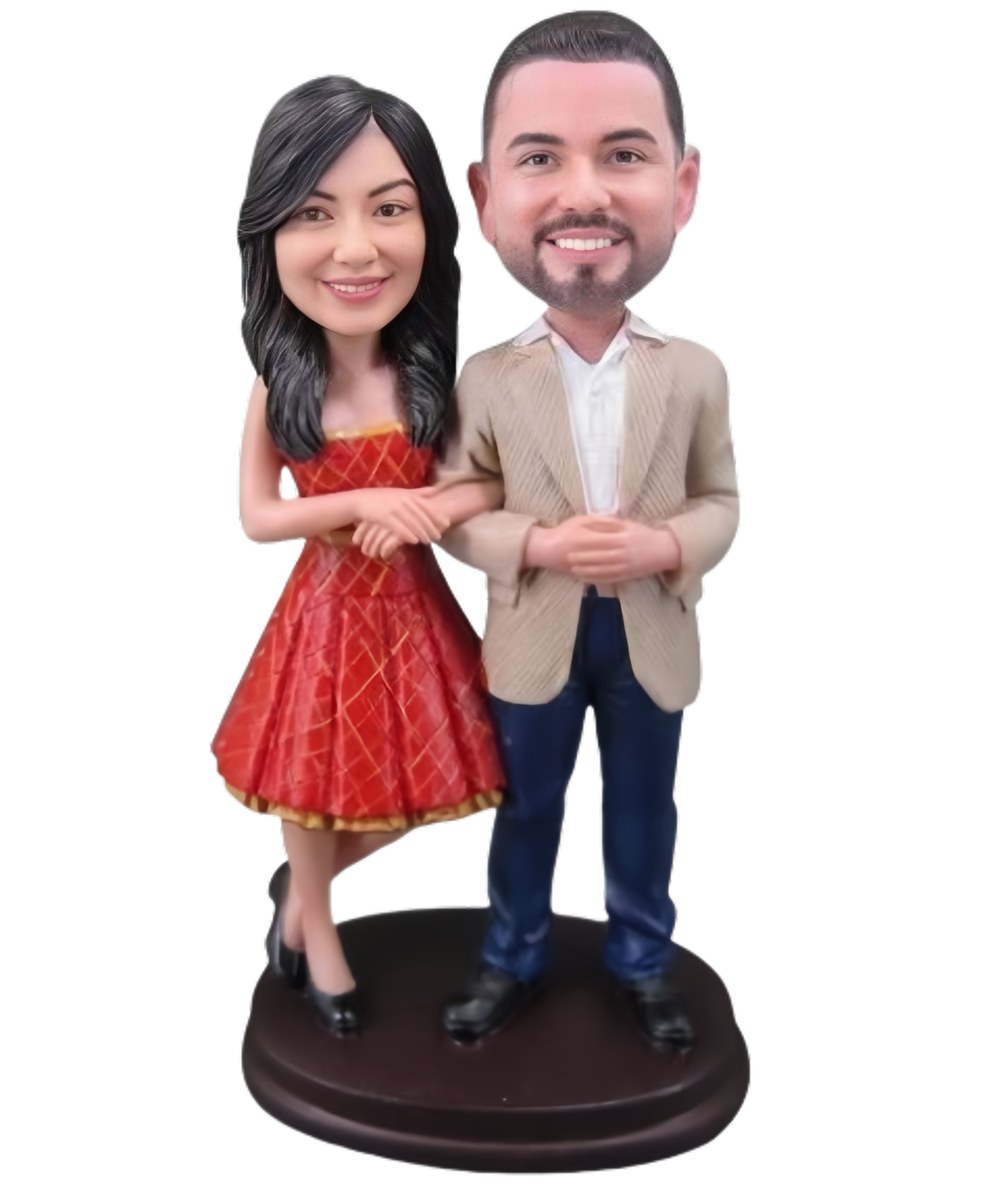 Custom Unique Custom Wedding Toppers Sweet Couple In Casual Wear