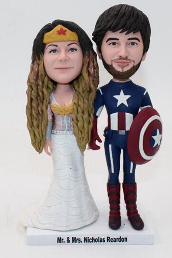 Custom Captain America groom wedding cake topper