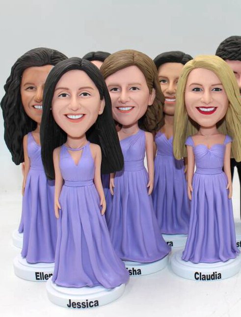 Custom bobblehead for bridesmaids wedding party 5-10 sets