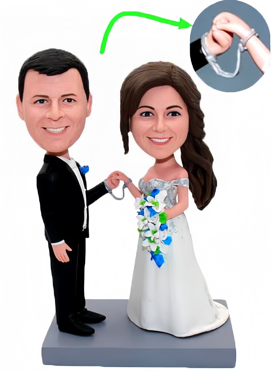 Personalized wedding cake toppers Funny lock couple