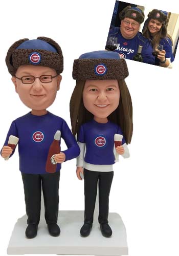 Custom Custom Cake Toppers couple Chicago cubs fans