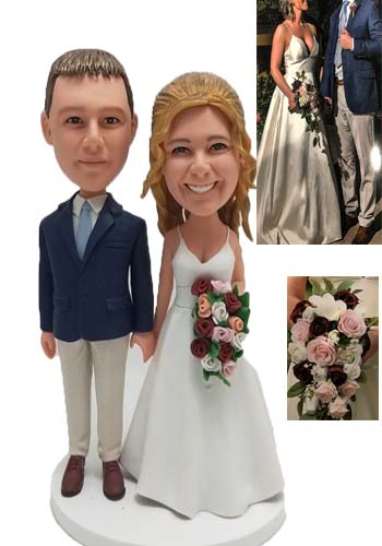 Personalized Wedding Cake Topper with Flowers