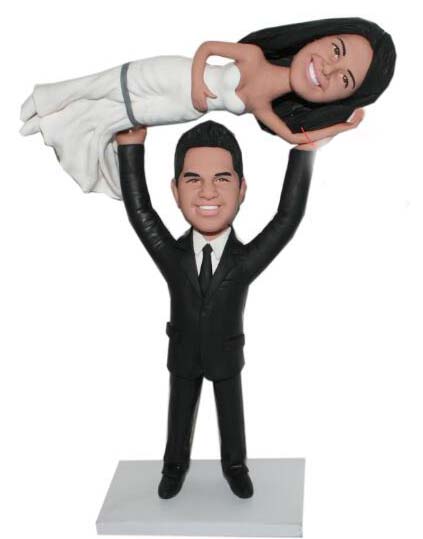 Custom cake topper groom lifting bride