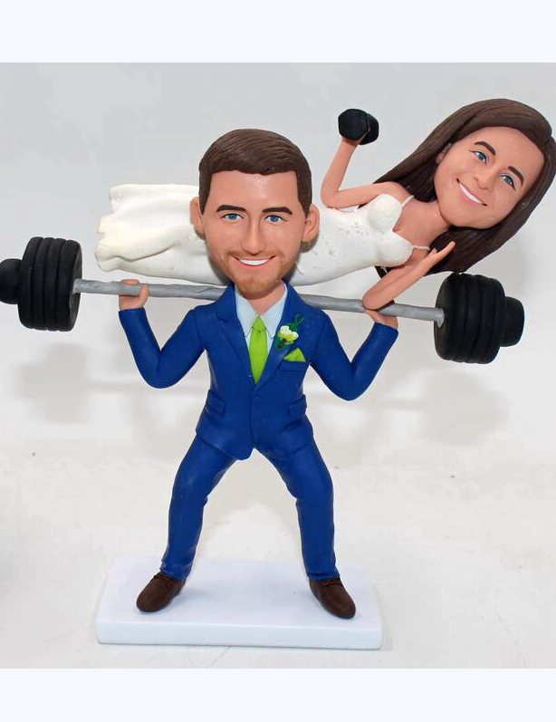 Wedding cake topper Lying on barbell Sports