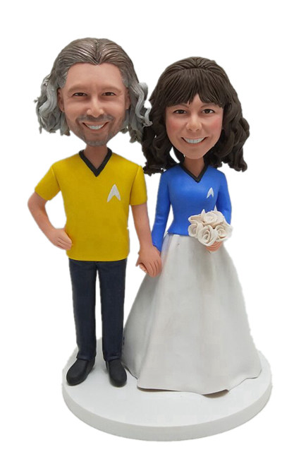 Custom Star Trek themed wedding cake toppers