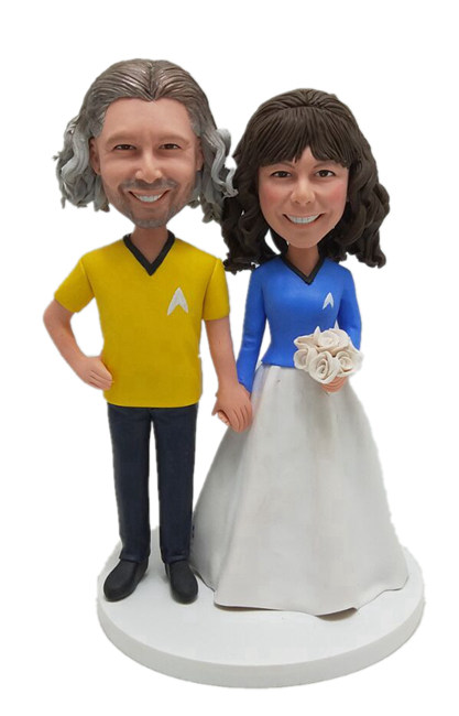 Custom cake toppers Star Trek themed wedding cake toppers