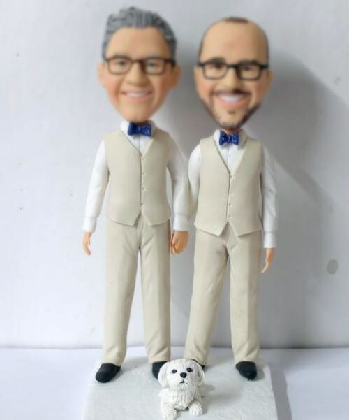 Personalized male & male cake topper made from photos