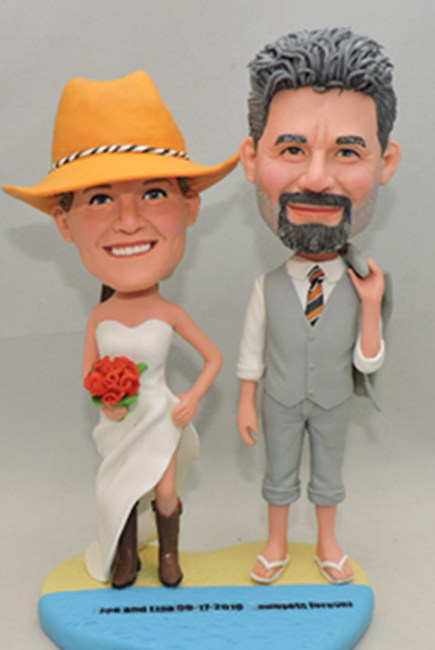 Personalized cake topper custom wedding figurines cowboy style