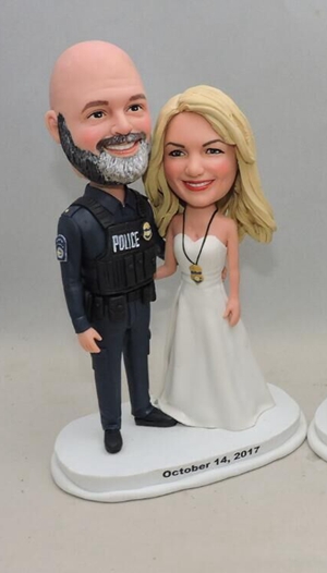Custom Policeman groom wedding cake topper
