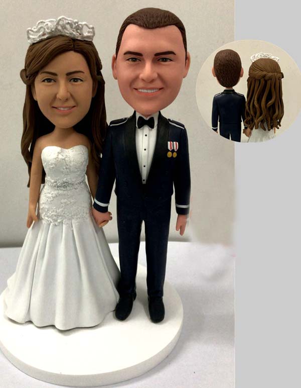 Custom wedding cake topper military groom