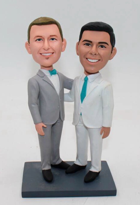 Custom male and male 2 groom wedding cake topper