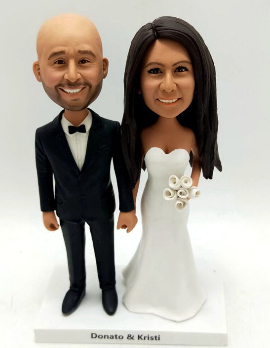 Handcrafted Bride Groom Wedding Cake Toppers