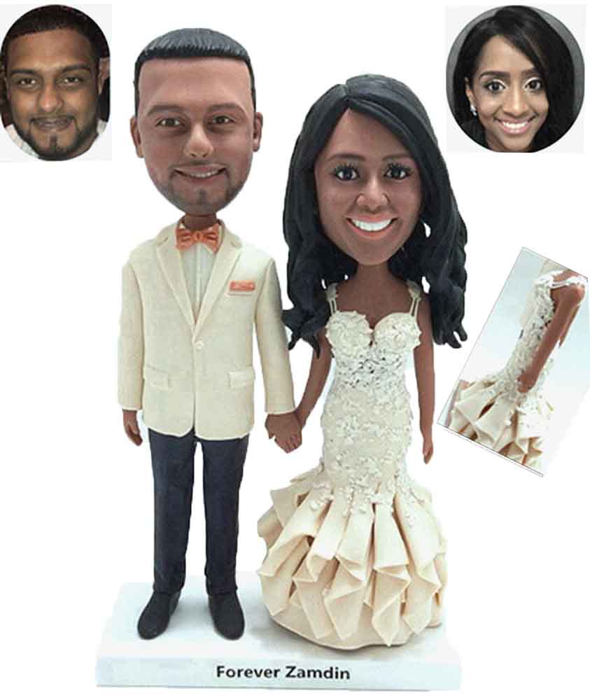 Custom wedding cake topper bride groom hand in hand