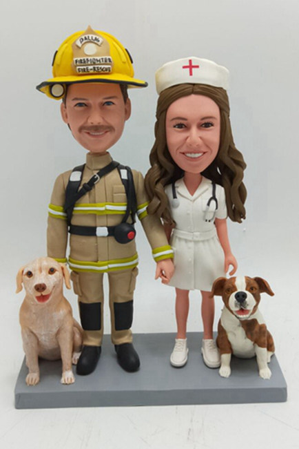 Custom Custom Wedding Cake Topper Firefighter and Nurse