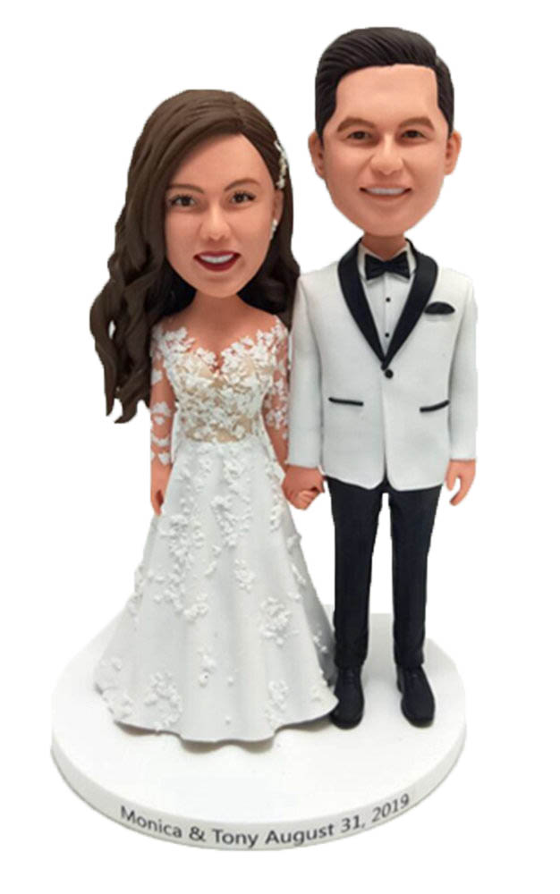 Personalized bride and groom cake topper