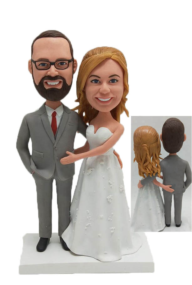 Custom Wedding Cake Toppers Bride Hand on Groom Butts