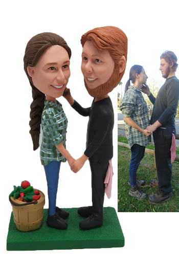 Custom Cake topper groom mechanic and bride Farmer