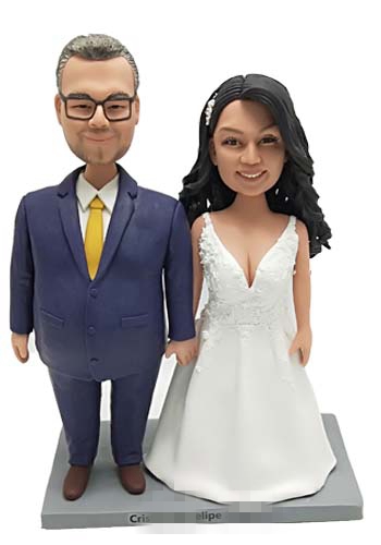 Custom cake topper for plus size bride and groom