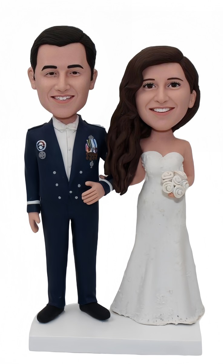 Custom wedding cake topper army groom wedding figurines