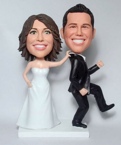 Custom Wedding Cake Toppers Bride Grab Groom Running Away