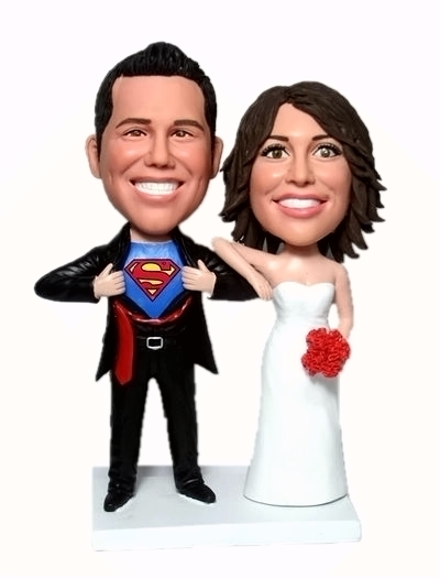 Custom Wedding Cake Toppers Superman Groom Transform Figurines