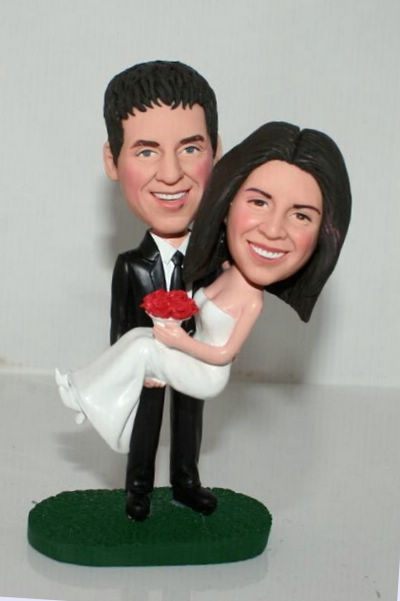 Personalized Cake Toppers Bride in groom's arms