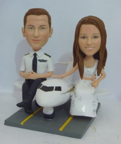 Custom Airplane pilot custom wedding cake toppers