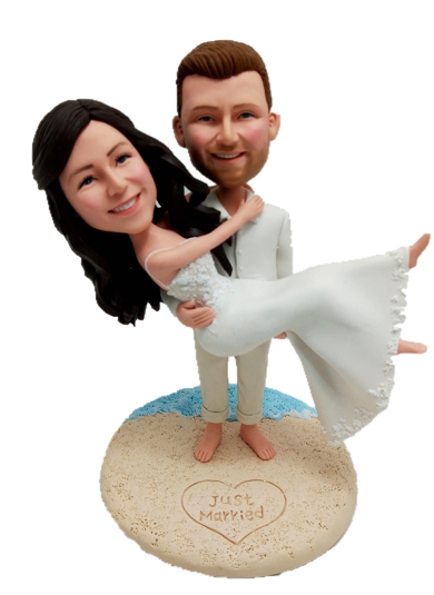 Custom wedding cake topper Groom holding bride