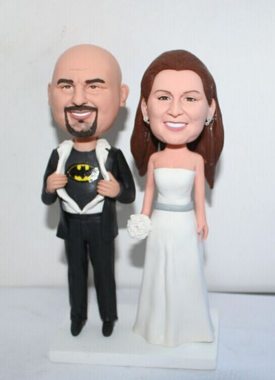 Bat super hero custom wedding cake toppers