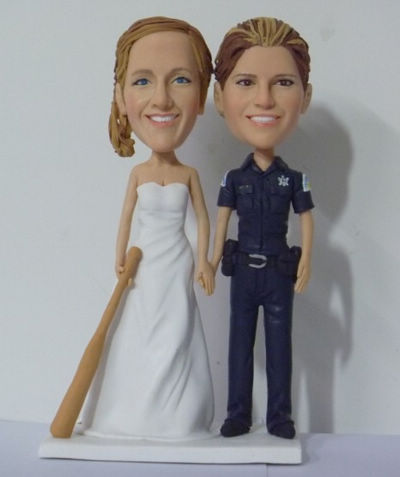 Custom Policewoman custom lesbian wedding cake topper